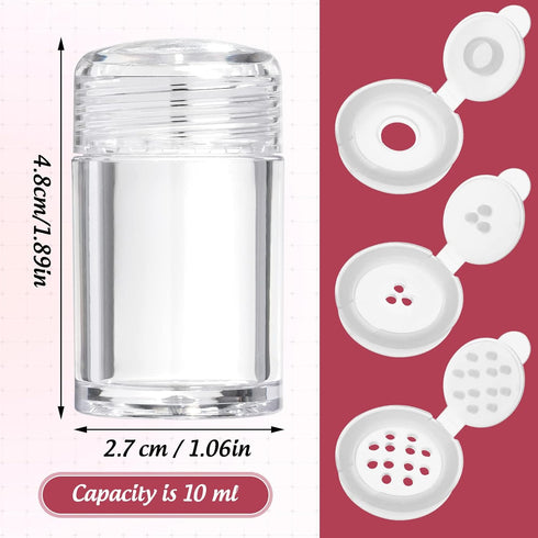 RAYNAG 6 Pieces Mini Empty Loose Powder Bottle, Travel Cosmetic Glitter Shaker with Sifter and Lids
