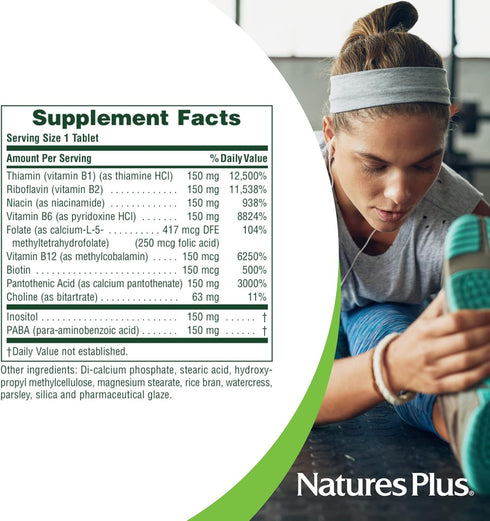 NaturesPlus Mega B150 Complex | 60 Vegetarian Tablets | Maximum Potency B Complex Vitamin Supplement
