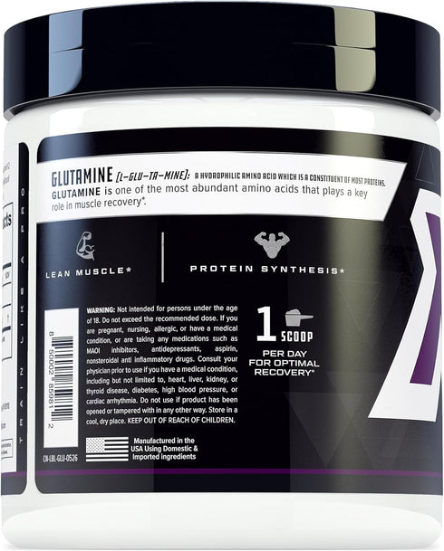 Cutler Essentials 100% Pure L-Glutamine for Enhanced Recovery, Lean Muscle Support | Unflavored, 60 Servings