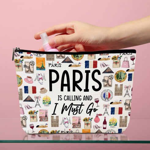 Paris Makeup Bag, Cosmetic Bag for Women, Travel Souvenir Gift for Paris Lovers, Friendship Gifts for Sister, Daughter