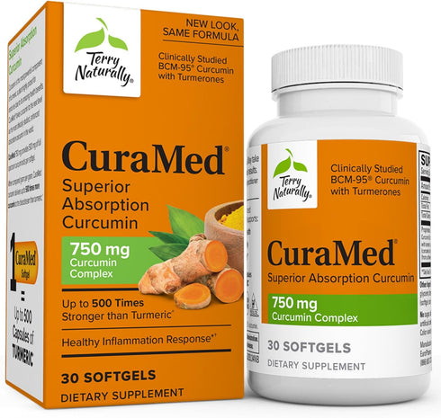 CuraMed 750 mg Curcumin Complex, 30 Softgels, Non-GMO, Gluten Free by Terry Naturally