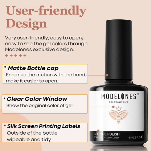 modelones Gel Nail Polish, 15ML Neutral Nude Soak Off LED Skin Tone Tan Color Nail Gel Polish for Home Manicure