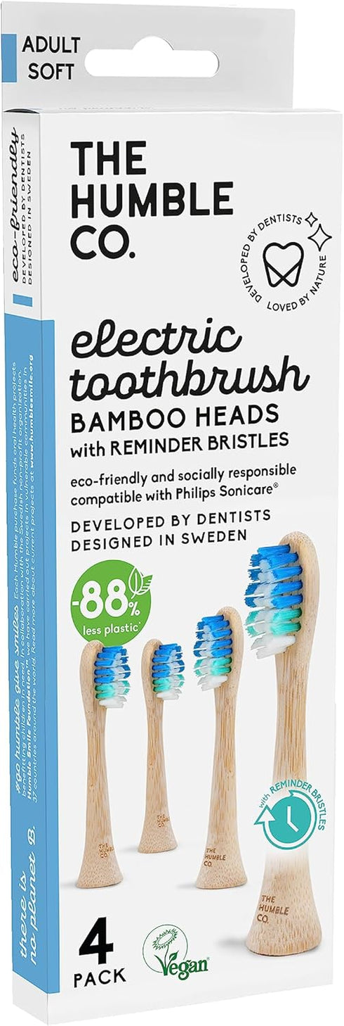 The Humble Co. Electric Toothbrush Replacement Heads 4pk, Sustainable Bamboo, BPA-Free, Compatible with Philips