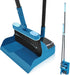 JEHONN Dustpan and Brush Set, 54" Long Handle Swivel Broom, Foldable Dust Pan with Comb Teeth for Cleaning