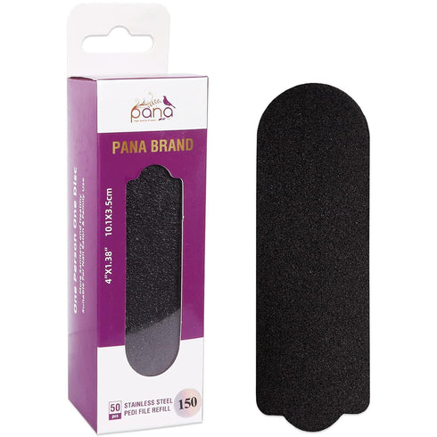 PANA 50 Pieces Small Black Pedi File Refill, Easy Strip Peel Pedicure Refill Pads for Stainless Steel Foot File