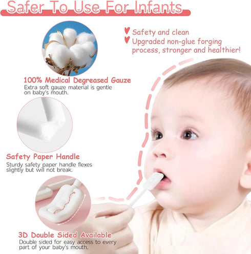 60PCS Baby Tongue Cleaner & 1PCS Finger Toothbrush, Disposable Infant Oral Clean Stick for 0-36 Month Baby