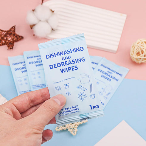 Portable Cleaning Wipes, 200 Disposable Dish Wipes, Individually Wrapped for Quick Cleaning, Easy to Carry