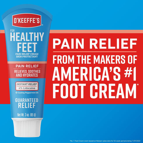 O'Keeffe's for Healthy Feet Pain Relief Skin Protectant Cream; 3 Ounce Tube (Pack of 1); Cooling Foot Cream