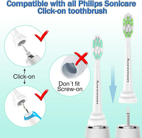 HX6063/65, 2 Hx9023/65 Aoremon Replacement Heads for Sonicare Philips Toothbrush: Compatible with Sonicare DiamondClean