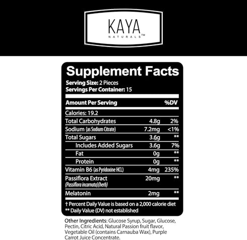 Kaya Naturals Organic Sleep Gummies (26mg) | Health Supplement for Adults | Vitamin B6 and Melatonin Gummies | Gummy Vitamins for Women and Men | 30 Count