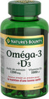 Omega-3 D3 1200mg D3 1000IU 90 Nature's Bounty + Fish Oil / Vitamin softgels