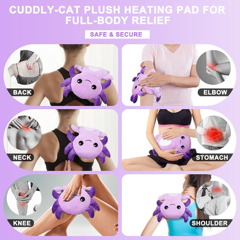 Microwavable Heating Pads for Cramps, Cute Stuffed Animals Moist Heat Pad for Menstrual Relief (Purple Axolotl)