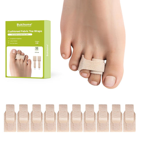 Bukihome Hammertoe Corrector - 10 Pack Toe Straighteners - Broken Toe Wraps
