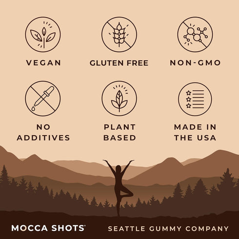 SGC Seattle Gummy Company Caffeine Energy Gummies, 12-Pack Dutch Chocolate Mocca Chews, Vegan, 200mg Caffeine