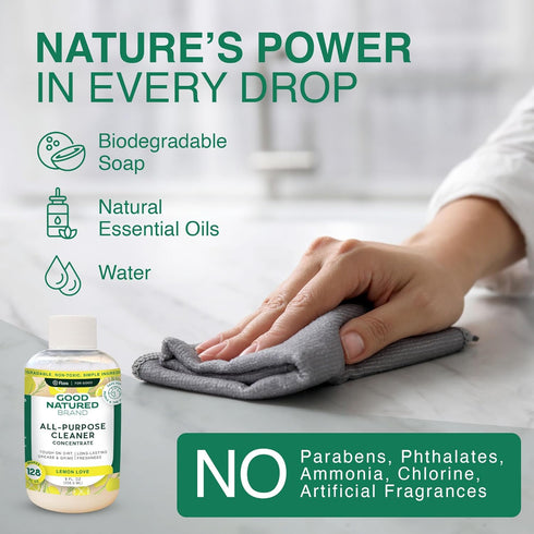 All-Purpose Cleaner Concentrate | Biodegradable Multi-Surface Cleaner | Natural Lemon Essential Oil, 8oz makes 128oz