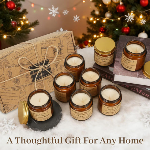 GUYHNE 8 Pack Packaging Scented Candles, Natural Soy Wax with Elegant - Reassuring Gifts for Women and Men, Suitable