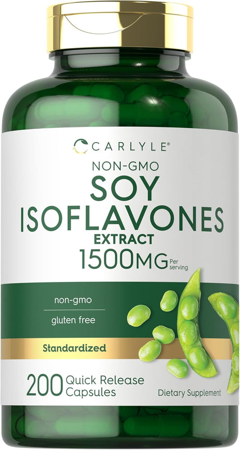 Carlyle Soy Isoflavones for Women and Men 1500mg | 200 Capsules | Non-GMO, Gluten-Free