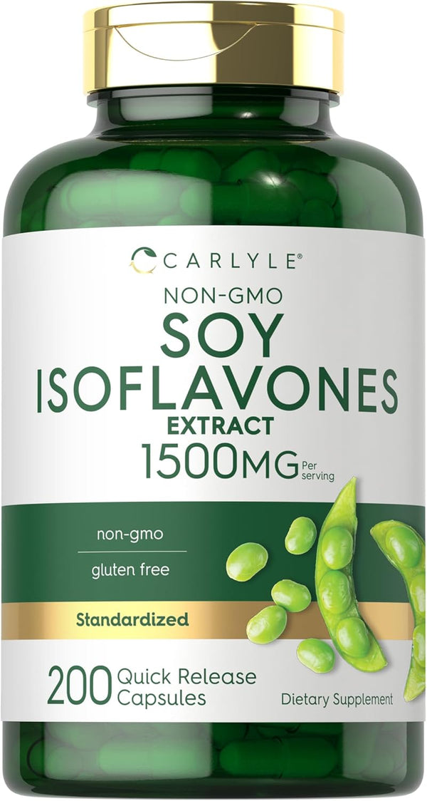 Carlyle Soy Isoflavones for Women and Men 1500mg | 200 Capsules | Non-GMO, Gluten-Free