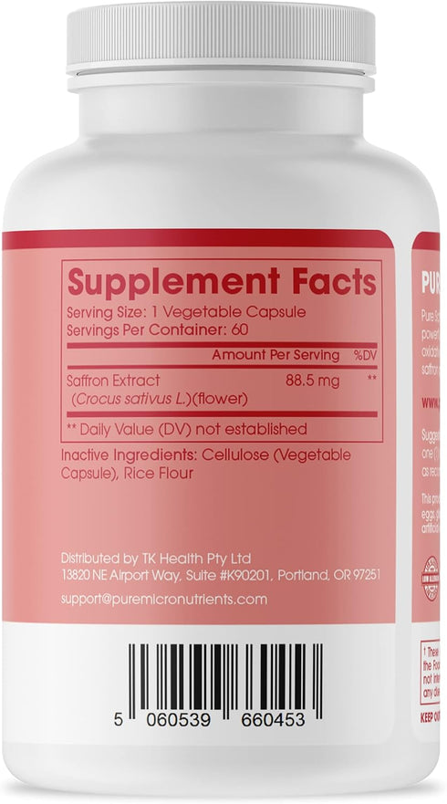 Saffron Supplements - 100% Pure Saffron Extract Capsules for Energy, Mood, Eye & Heart Health Support