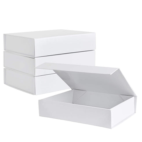 Purple Q Crafts White Hard Gift Box with Magnetic Closure, 7 x 5 x 1.6 inch Rectangle Small Boxes for Gifts (Pack of 2)