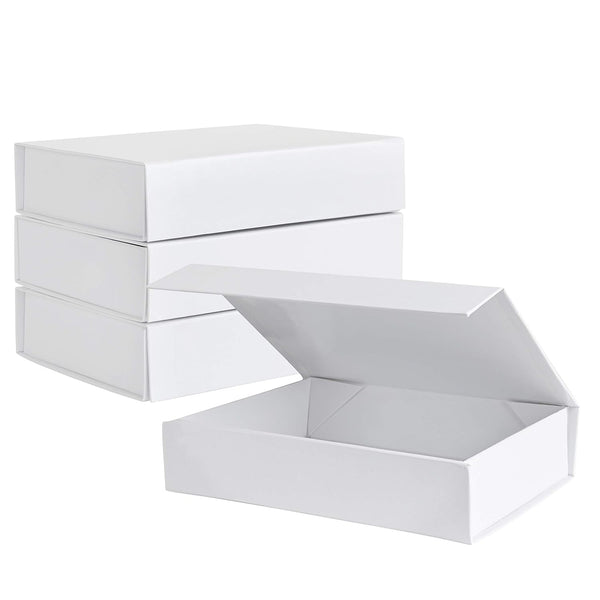 Purple Q Crafts White Hard Gift Box with Magnetic Closure, 7 x 5 x 1.6 inch Rectangle Small Boxes for Gifts (Pack of 2)
