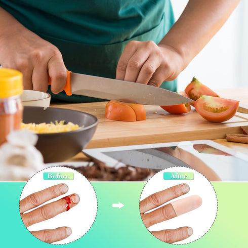 PAGOW Gel Finger Cots, 10pcs Silicone Finger Protector Support, Thumb Protector for Finger Cracking, Arthritis Pain
