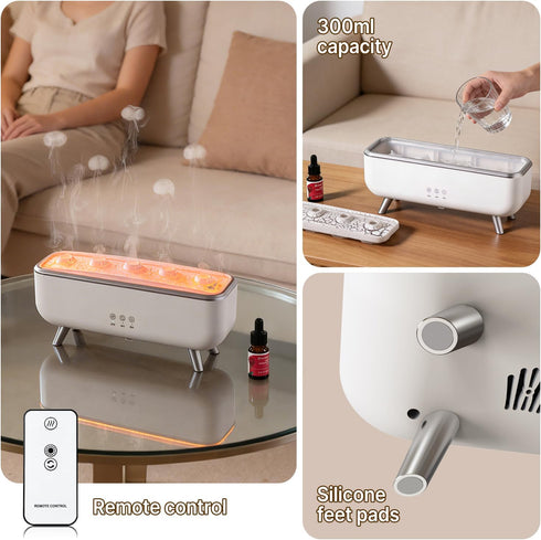 Stjiatu 300ML 7 Jellyfish Diffuser Humidifier, Essential Aromatherapy Ultrasonic Diffuser with Essential Oils. Colors