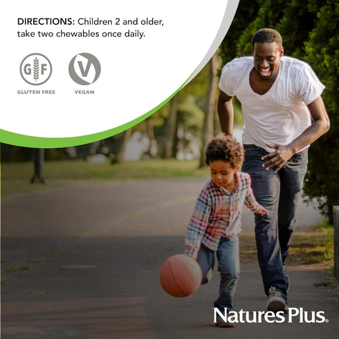 Natures Plus Animal Parade Sugar-Free Children's Multivitamin, Assorted Flavors, Pack of 2, 90 Chewable Tablets