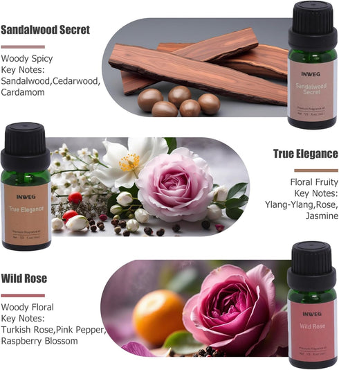 Set 6 10ML Autumn- Gift of Premium Fragrance Oils - Fragrance Oils for Perfume, Soap & Candle Making Scents, Wild Rose