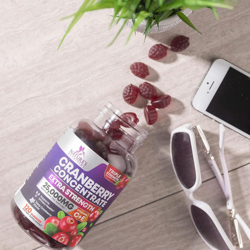 Cranberry Gummies - 120 Gummies - Urinary Tract Health + Vitamin C - 25,000mg Triple Strength