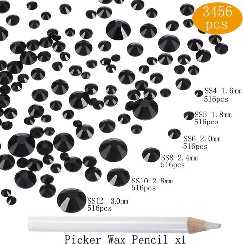 LPBeads 3456 Pieces Nail Crystals AB Nail Art Rhinestones Round Beads Flatback Glass Charms Gems Stones for Nails