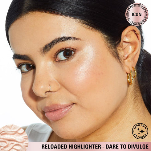 Revolution Reloaded Pressed Powder Highlighter, Intensely Pigmented for High Impact Dewy Finish, Dare to Divulge