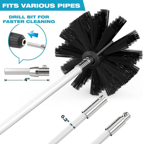 Sealegend White 40 FEET Dryer Vent Cleaner Kit with Drill Attachment, Flexible Rods, Brush Head, Storage Bag