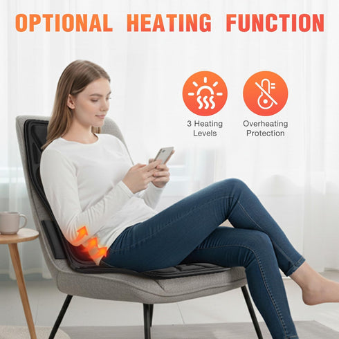 KNONNETD 8 Back Massager for Chair, Massage Seat Cushion with Heat, Lumbar Traction, Vibrating Motors Massager Chair