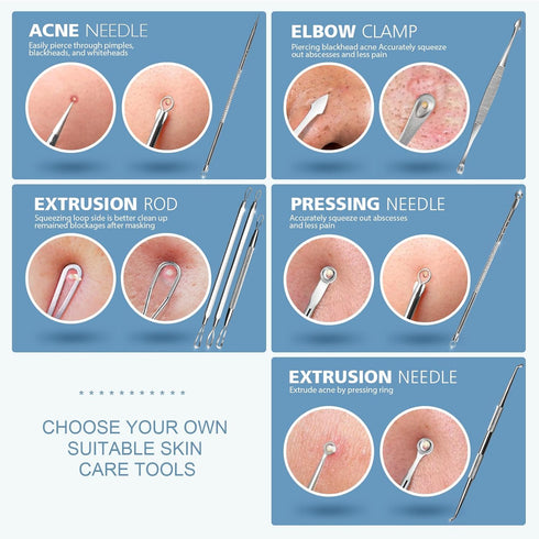 Teenitor 7 in 1 Pimple Popper Tool Kit, Blackhead Remover, Pimple Extractor, Comedone Extractor for Face