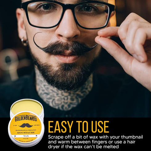 Moustache Wax Kit with 3" Folding Comb by BEST, Essential Grooming Set for Moustache Styling and Maintenance
