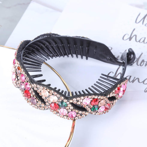 Rhinestone Hair Clip for Women - 5 Pack Half-Balloon Nest Expanding Hairpin Accessories in 5 Mixed Colors