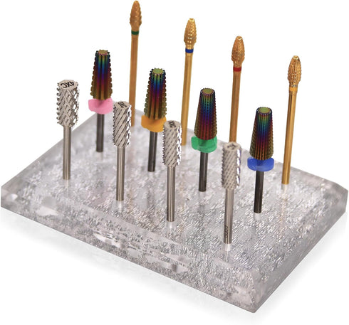 PANA Nail Drill Bit Holder, Clear Acrylic Stand Display Organizer for Manicure Tools, 12 Holes