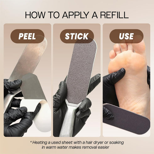 PANA 50 Pieces Small Black Pedi File Refill, Easy Strip Peel Pedicure Refill Pads for Stainless Steel Foot File