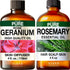 Rose Geranium Oil for Skin & Rosemary Oil for Hair Set -