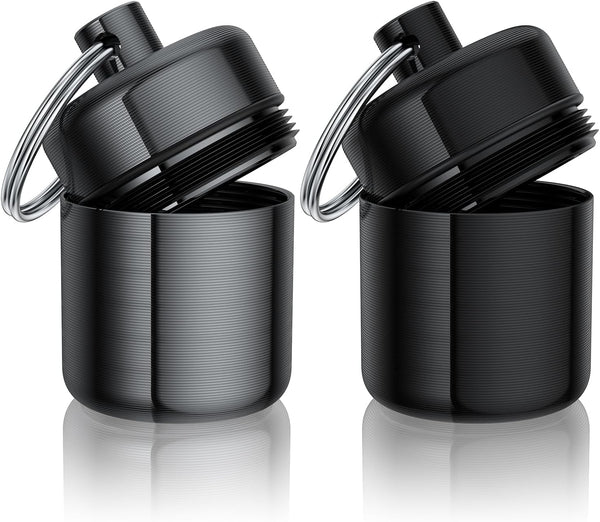 Ear Plug Carrying Case Keychain (2 Pack), Small Waterproof Metal Earplug Holder Container for Earplugs and Pills