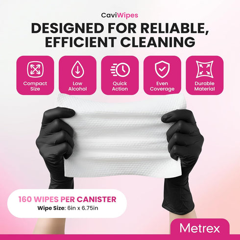 Metrex Settings, 160 (Pack 1) CaviWipes Disinfecting Towelettes Durable Non-Woven Disinfecting Wipes for Hard