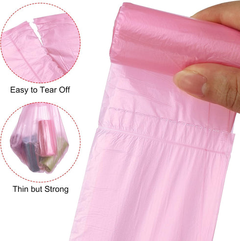 MECCANIXITY Small Trash Bags, 0.5 Gallon Garbage Bags for Mini Trash Can, Pink, 4 Rolls, 120 Counts