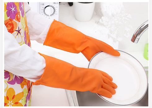 4 Pair Waterproof Reusable Nitrile Gloves for Dishwashing, Car-washing, Laundry, Household Cleaning