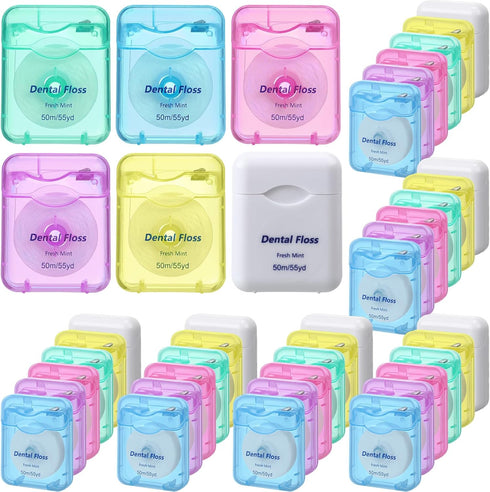 36 Pack Mini Dental Floss Bulk, Mint Flavored Floss, 50m Each, Travel Dental Floss for Teeth and Gum Protection