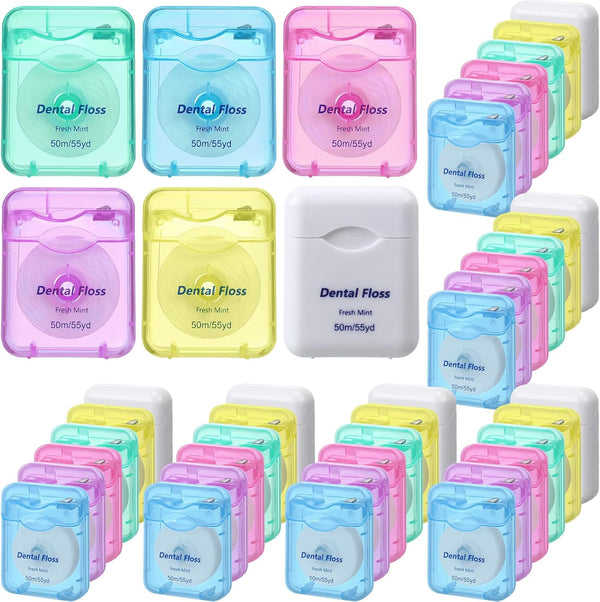 36 Pack Mini Dental Floss Bulk, Mint Flavored Floss, 50m Each, Travel Dental Floss for Teeth and Gum Protection
