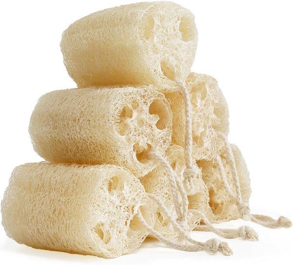 Natural Loofah Sponge, Organic Bath Loofah Pack, Exfoliating Body Scrubber for Women and Men, 6 Pack Shower Loofas
