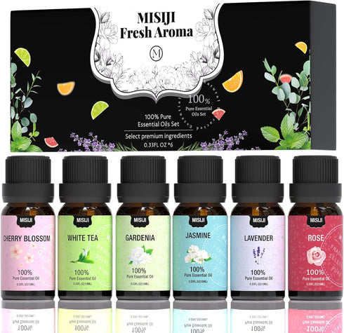 Essential Oils Set | 6 x 10 ML for Diffuser, Aromatherapy, Candle & Soap Making