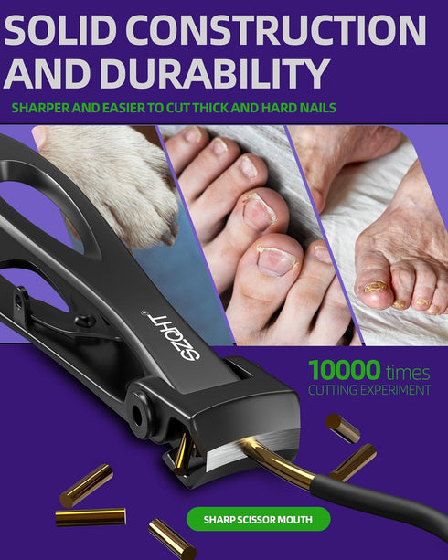 SZQHT Ultra Wide Jaw Opening Nail Clippers Set, Heavy Duty Stainless Steel Toenail Clippers for Seniors, Men & Women