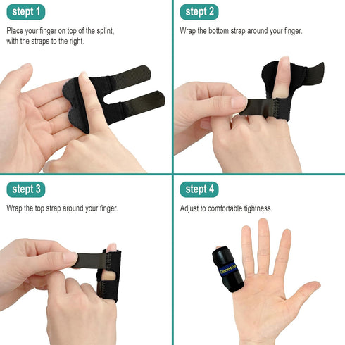 Small Trigger Finger Splint, 2 Pack Pinkie Finger Brace for Immobilization and Sport Injuries (Black)